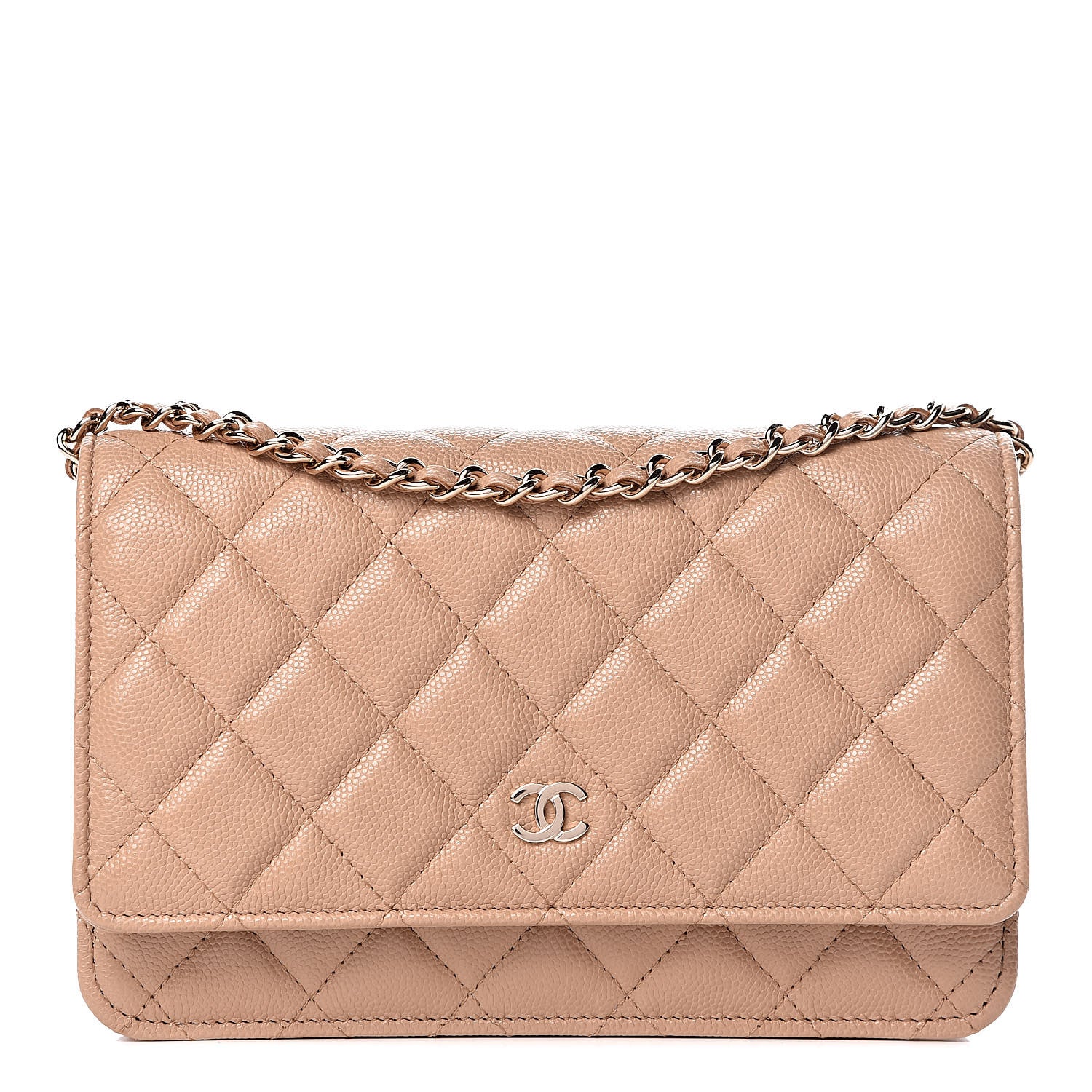 Chanel Caviar Quilted Wallet On Chain WOC Beige 1 of 12