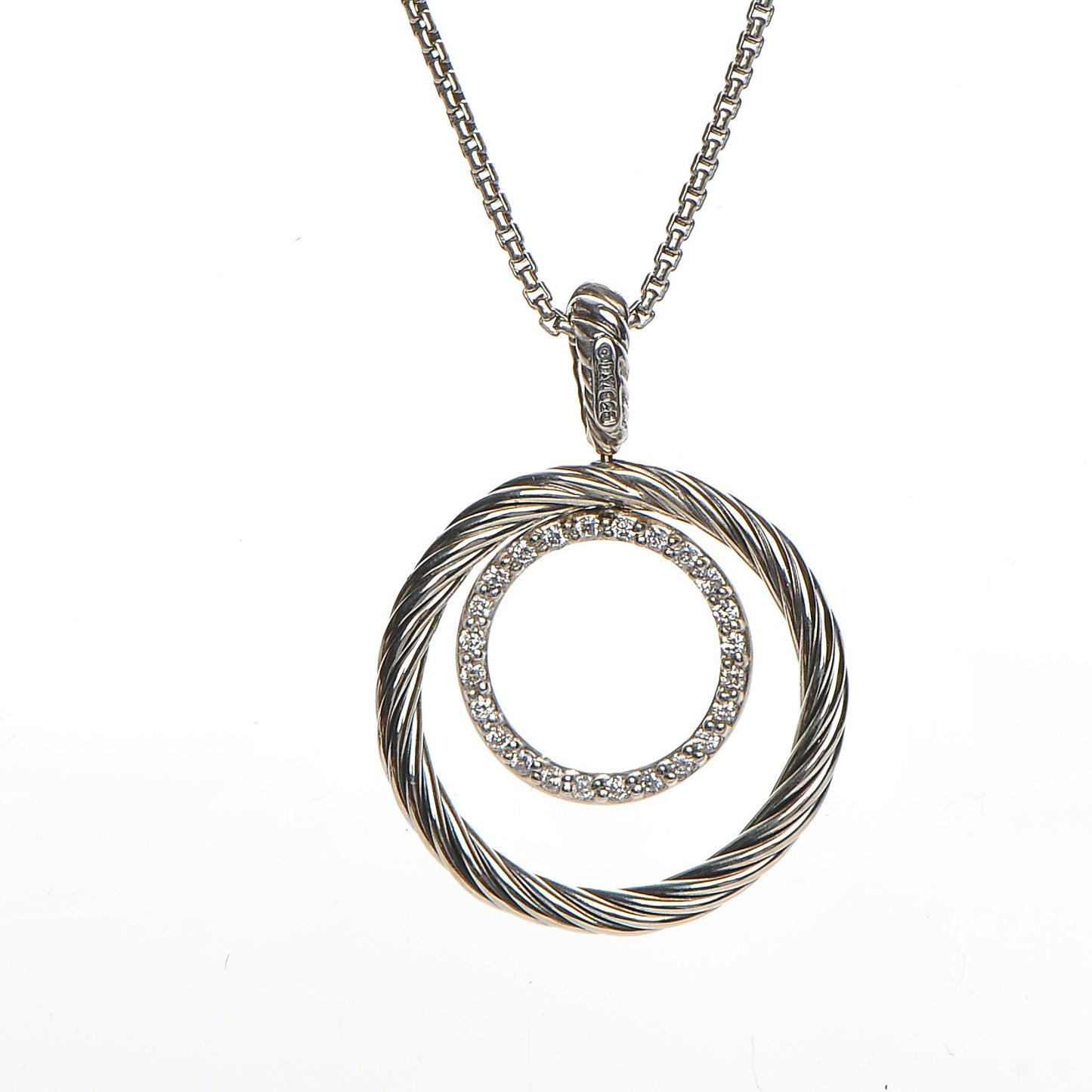 Sterling Silver Diamond Mobile Circle Pendant Necklace