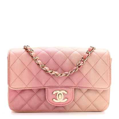 Chanel Metallic Lambskin Quilted Ombre Mini Rectangular Flap Pink 1 of 11