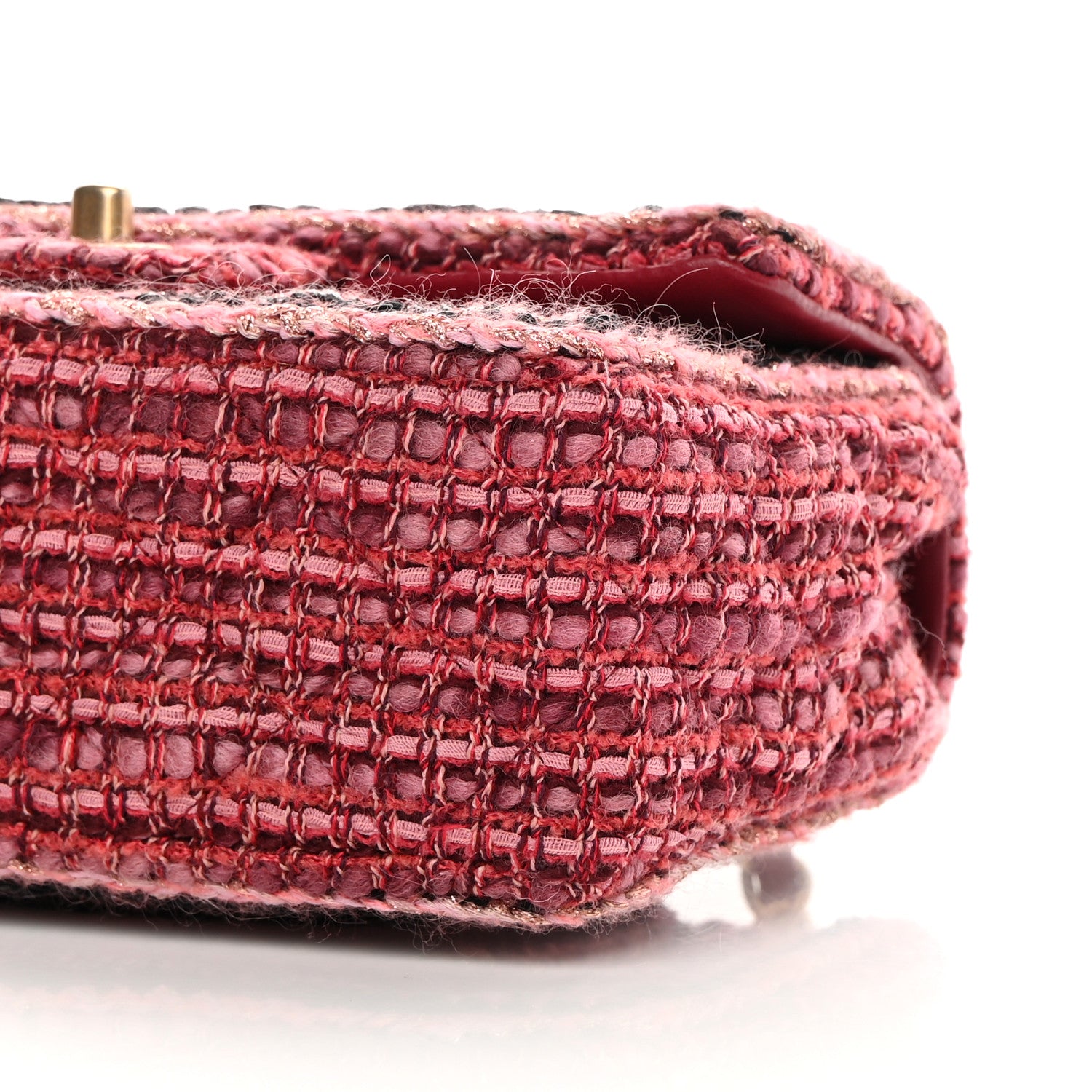 Chanel Tweed Braid Mini Flap Dark Pink 10 of 12