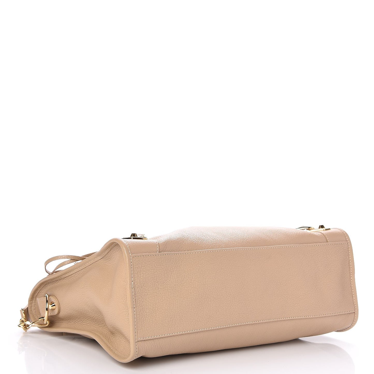 Shiny Goatskin Gold Metallic Edge Hardware City Beige Sahara