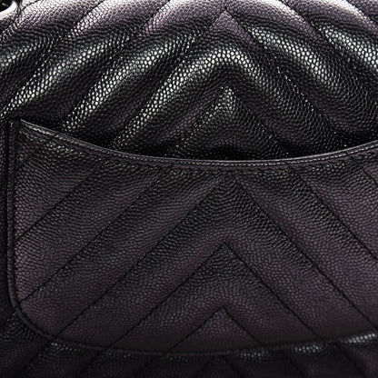 Chanel Iridescent Caviar Chevron Quilted Mini Rectangular Flap Black 9 of 10