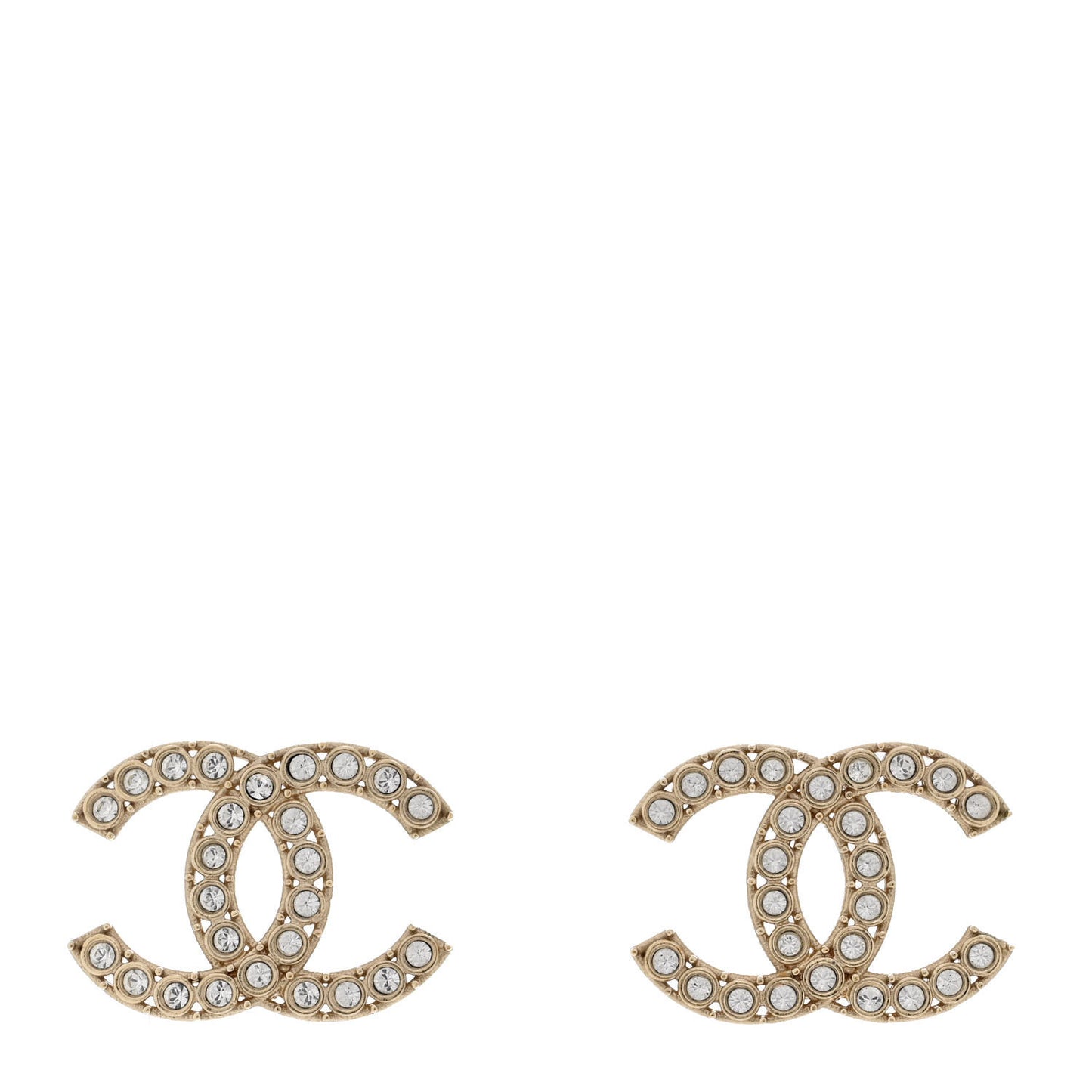 Crystal CC Large Stud Earrings Gold
