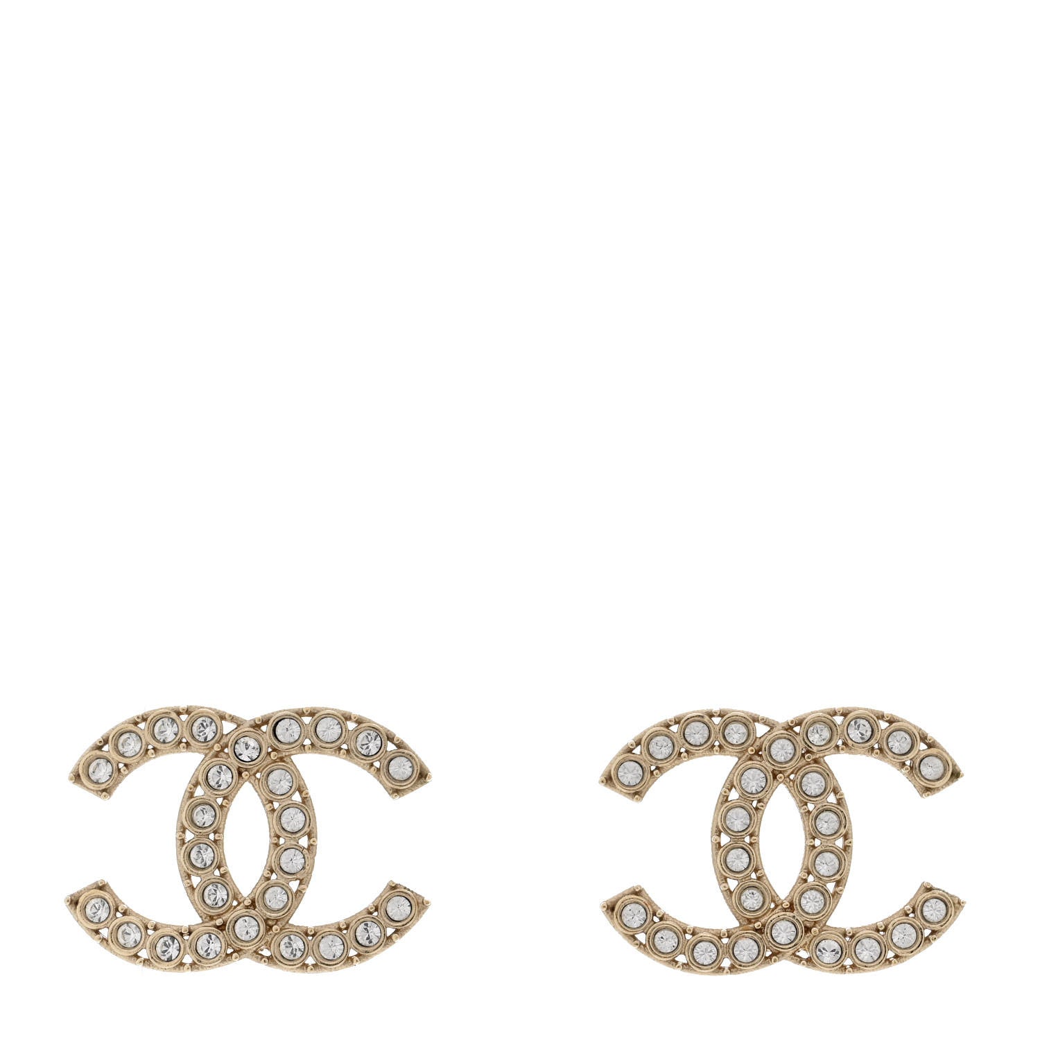 Chanel Crystal CC Large Stud Earrings Gold 1 of 5