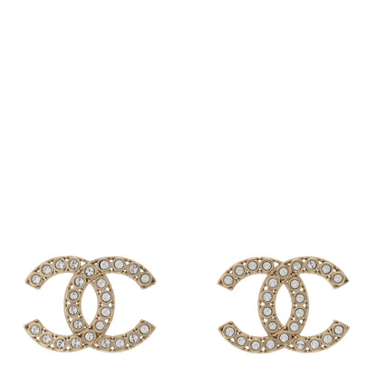 Chanel Crystal CC Large Stud Earrings Gold 1 of 5