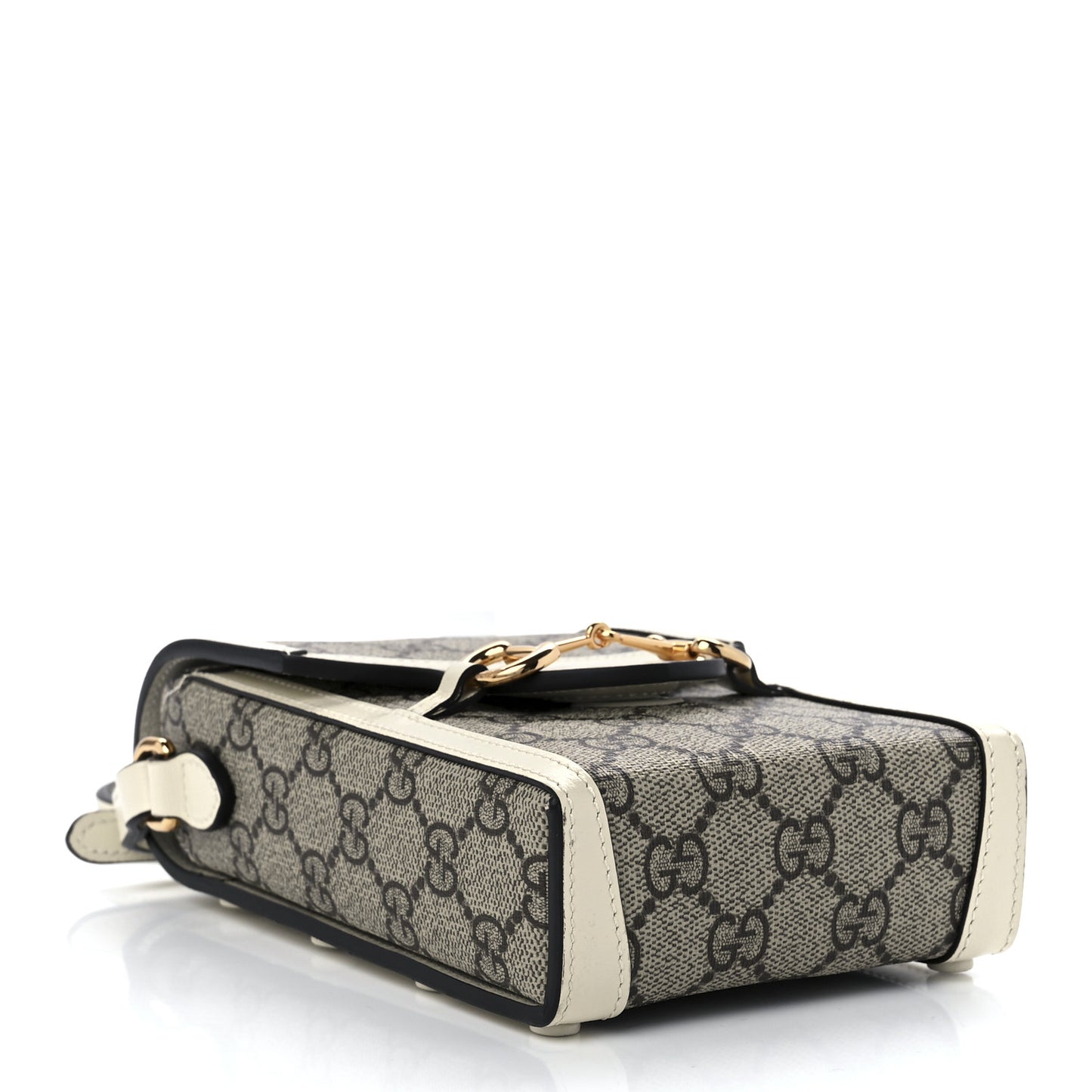 GG Supreme Monogram Azalea Calfskin Mini Horsebit 1955 Crossbody Bag Beige Ebony Mystic White