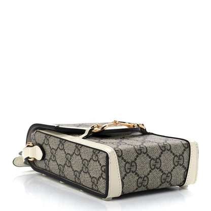 Gucci GG Supreme Monogram Azalea Calfskin Mini Horsebit 1955 Crossbody Bag Beige Ebony Mystic White 4 of 11
