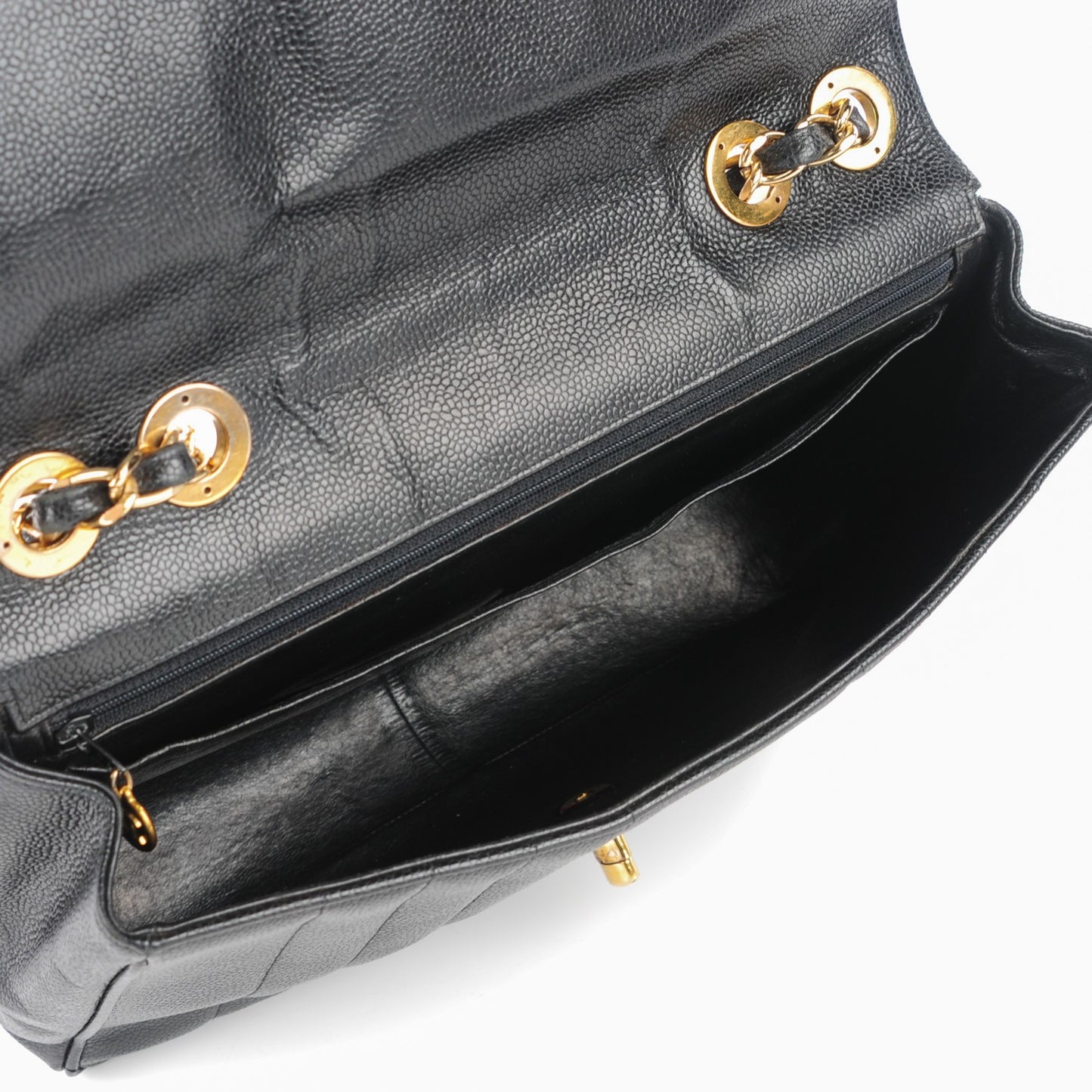 Caviar Vertical Quilt Jumbo Flap Black
