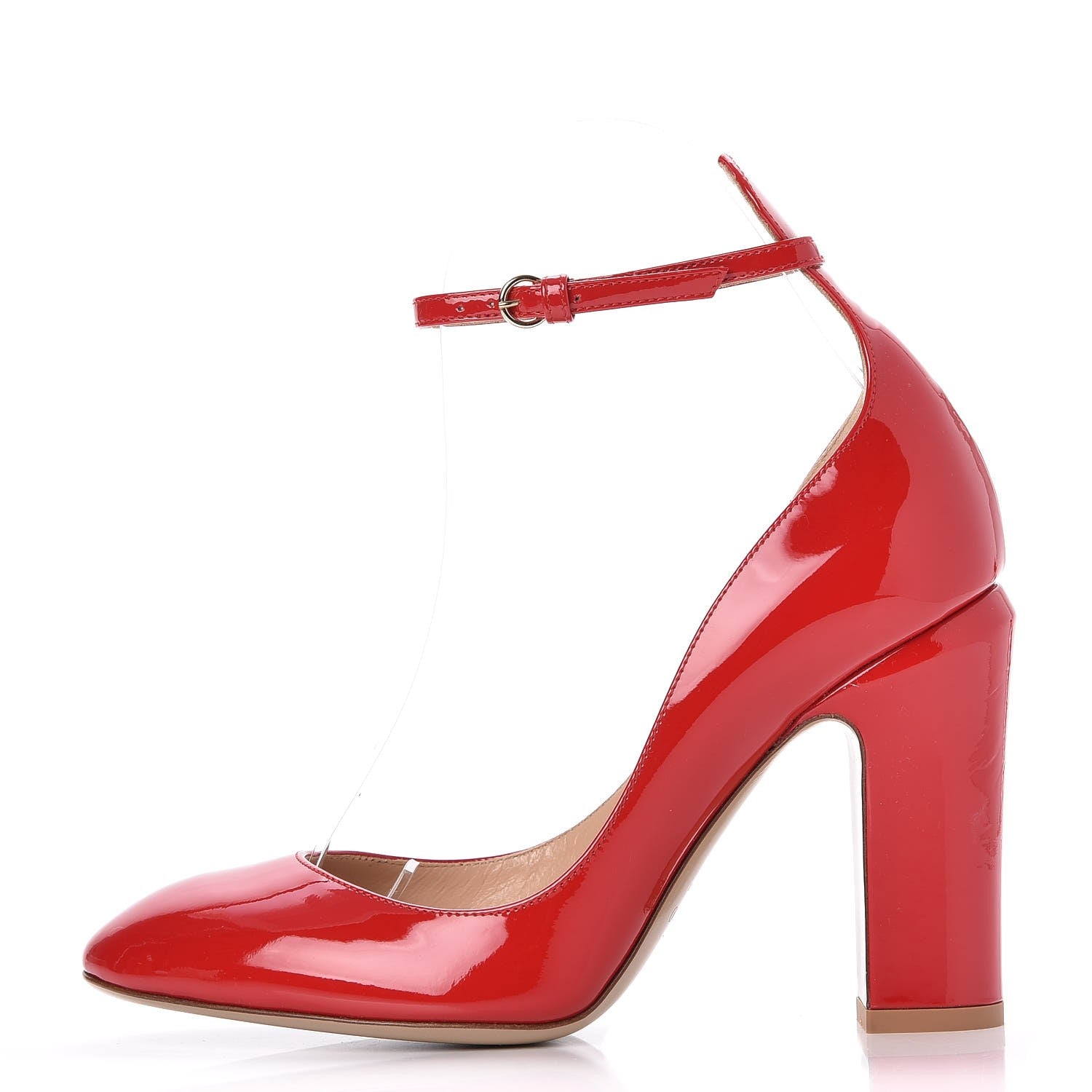 Valentino Garavani Patent Tan-Go Mary Jane Ankle Strap 100mm Pumps 36.5 Rosso Valentino 1 of 9