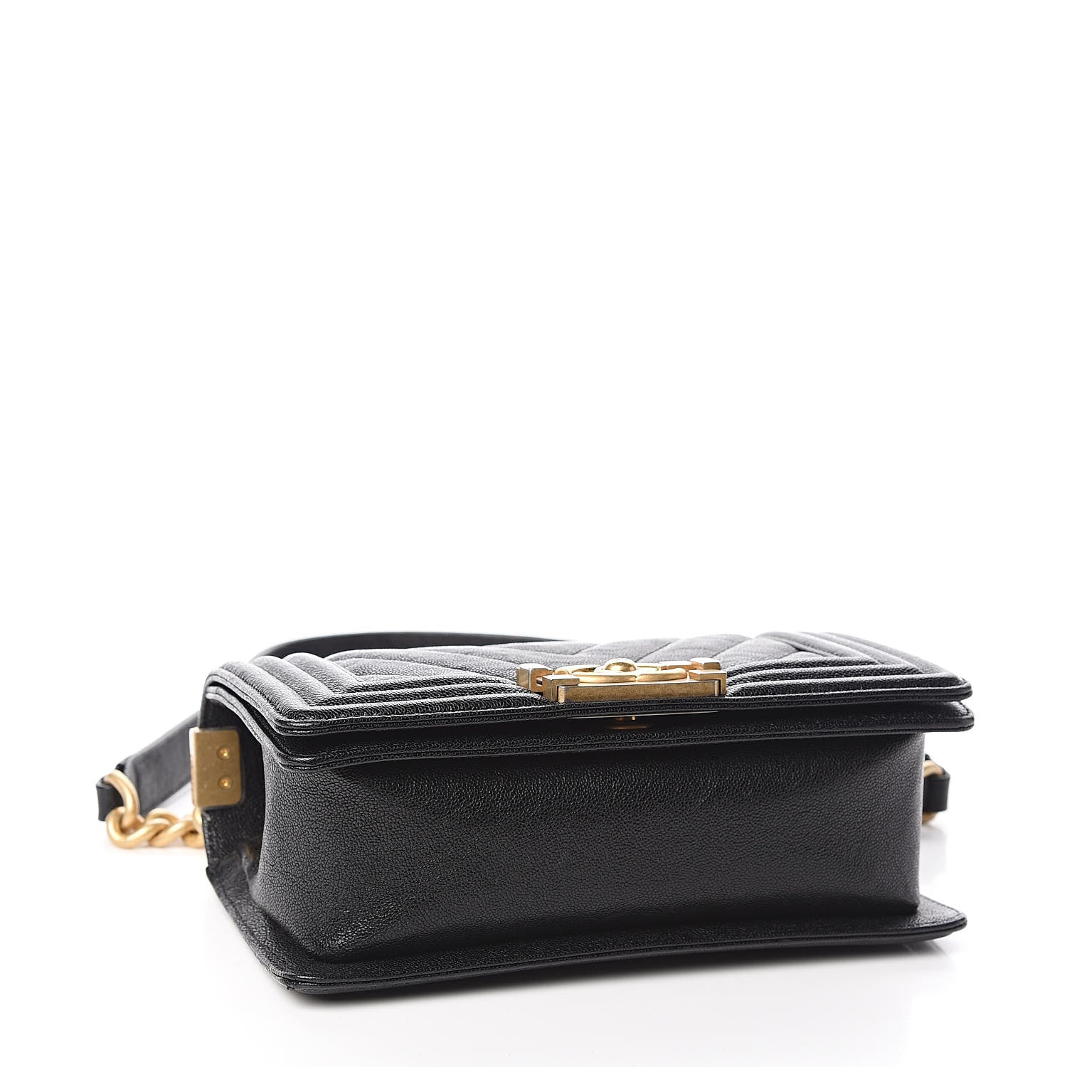 Chanel Caviar Chevron Quilted Small Boy Flap Black 4 of 10