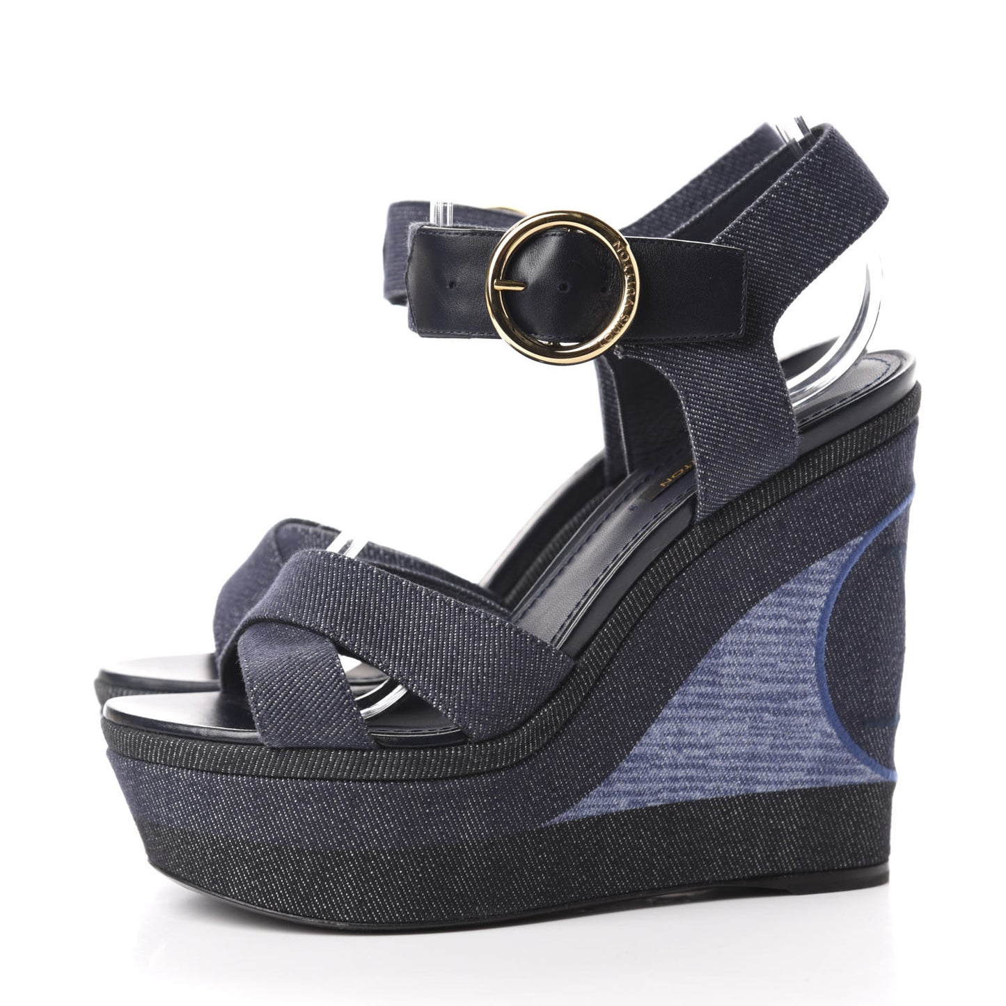 Canvas Blue Shore Wedge Sandal 36 Marine