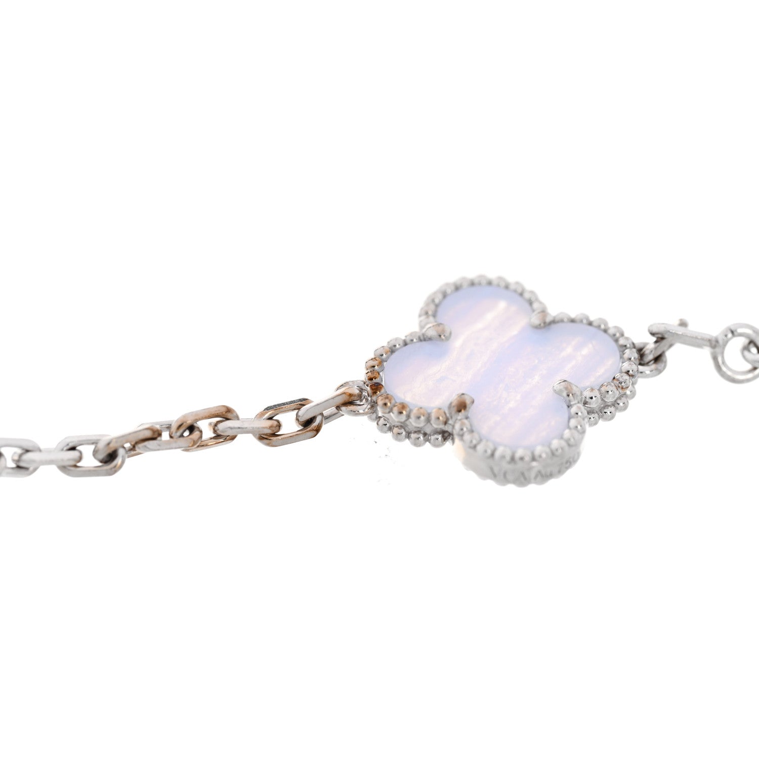 Van Cleef & Arpels 18K White Gold Chalcedony 5 Motifs Vintage Alhambra Bracelet 5 of 5
