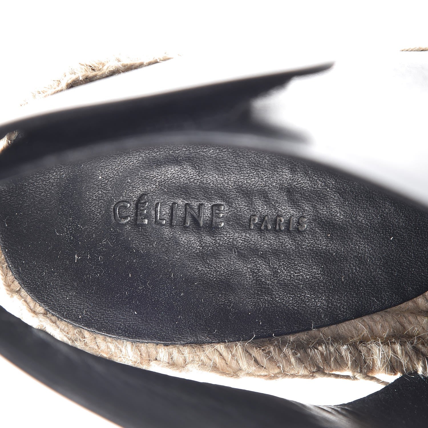 Celine Calfskin Espadrille Wedge Sandals 37 Black 9 of 13