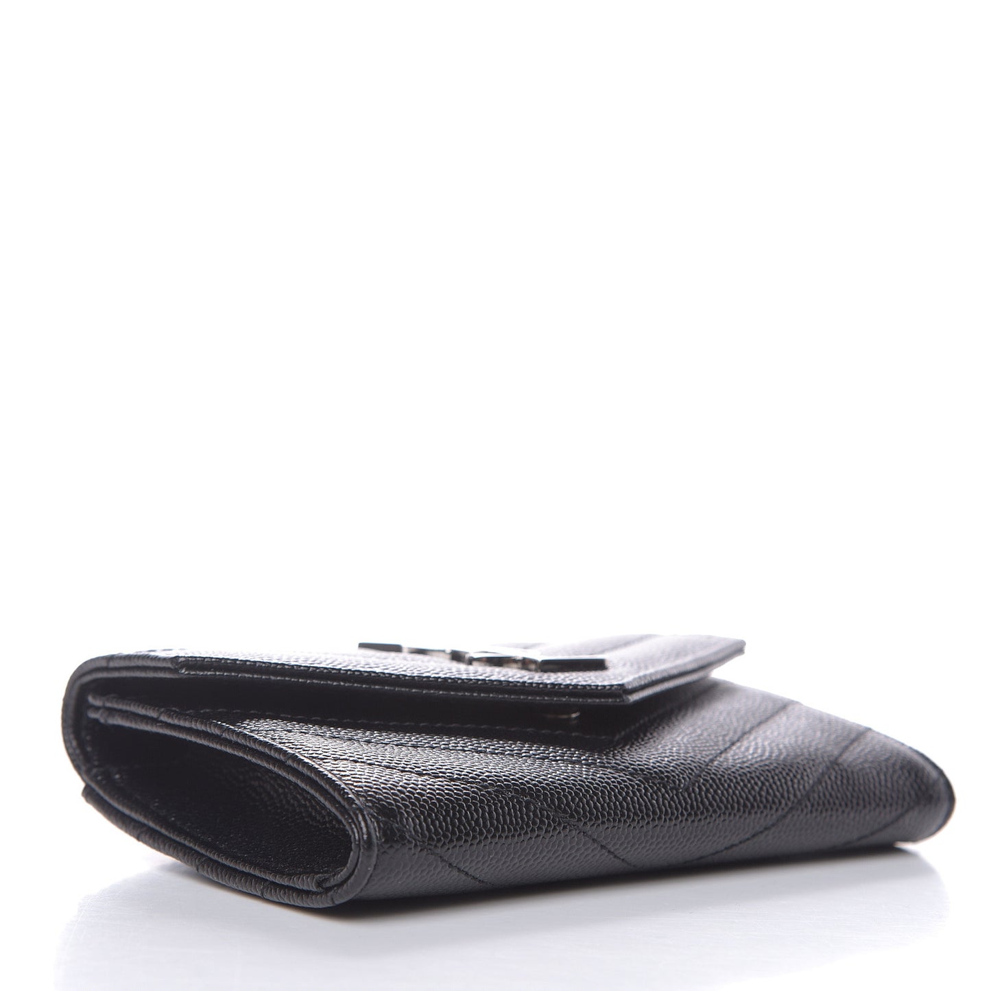 Grain De Poudre Matelasse Chevron Small Monogram Envelope Wallet Black