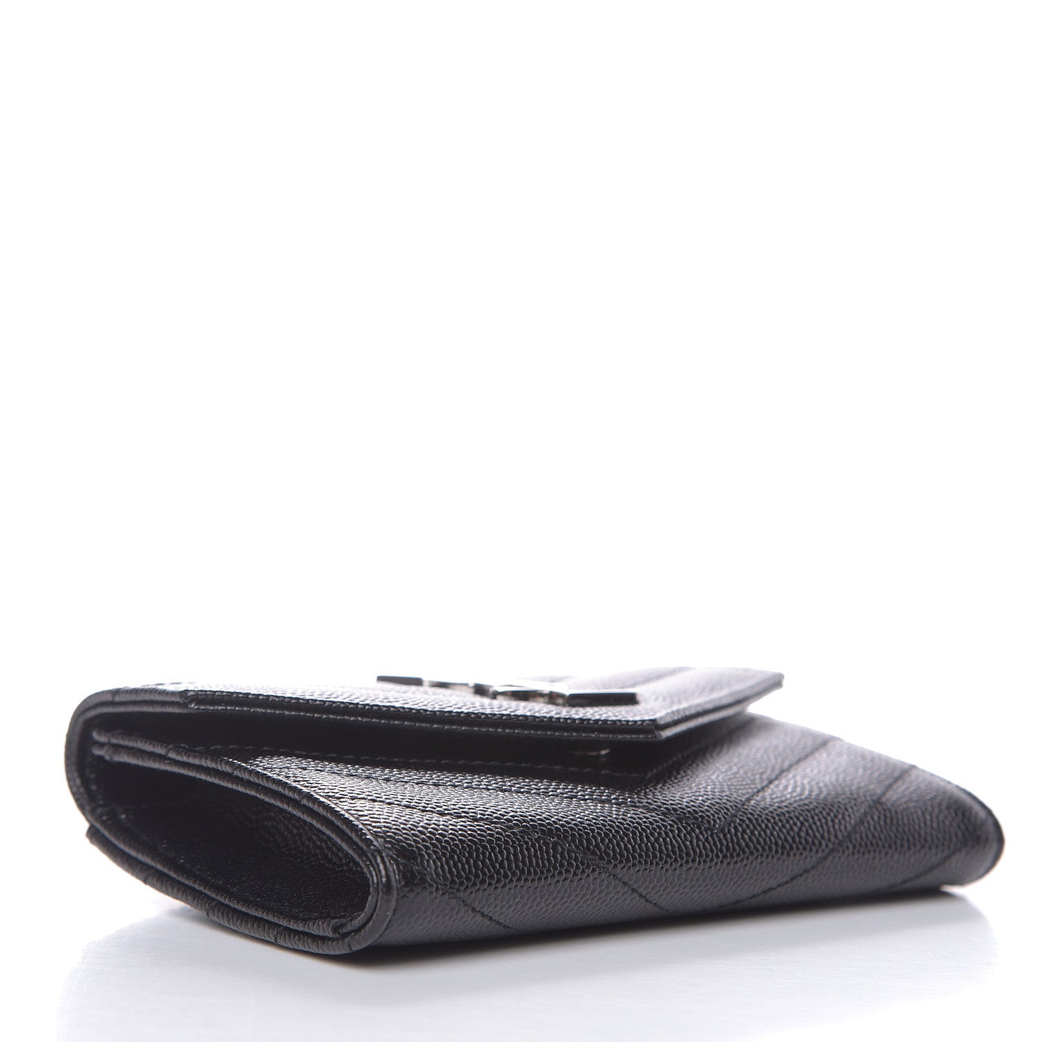 Saint Laurent Grain De Poudre Matelasse Chevron Small Monogram Envelope Wallet Black 4 of 7