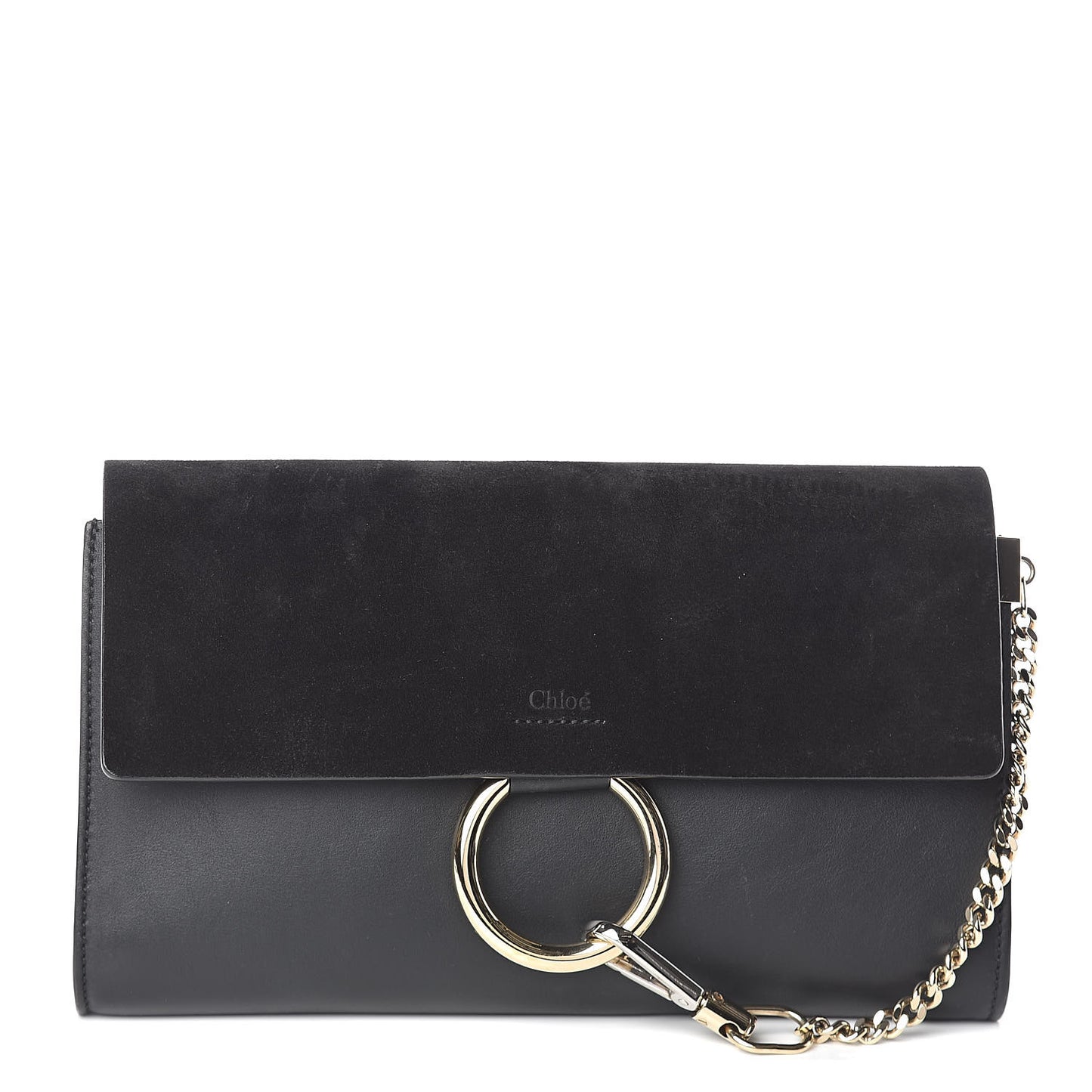 Suede Calfskin Faye Clutch Black