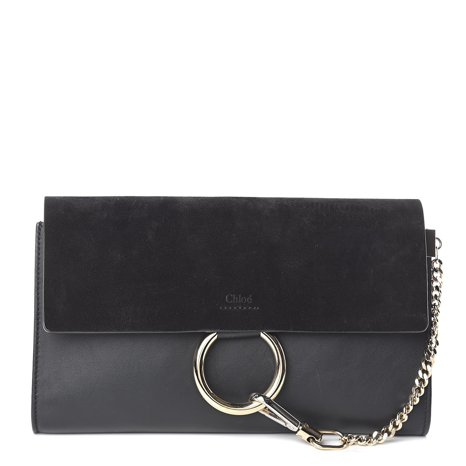 Chloe Suede Calfskin Faye Clutch Black 1 of 8