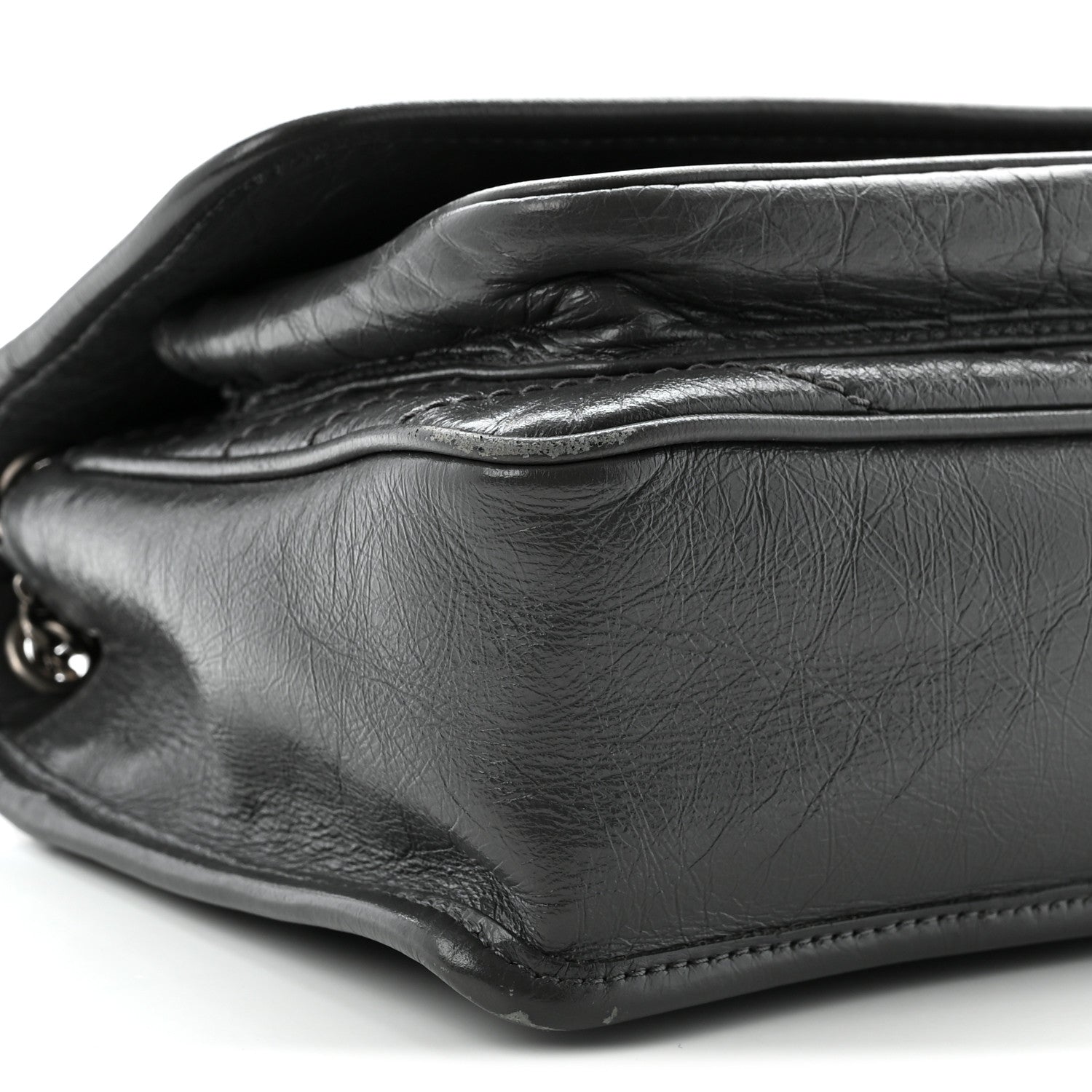 Saint Laurent Crinkled Calfskin Matelasse Monogram Baby Niki Chain Satchel Storm 9 of 12