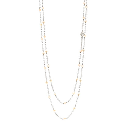 David Yurman Sterling Silver Freshwater Cultured Pearl Station Long Necklace 1 of 4