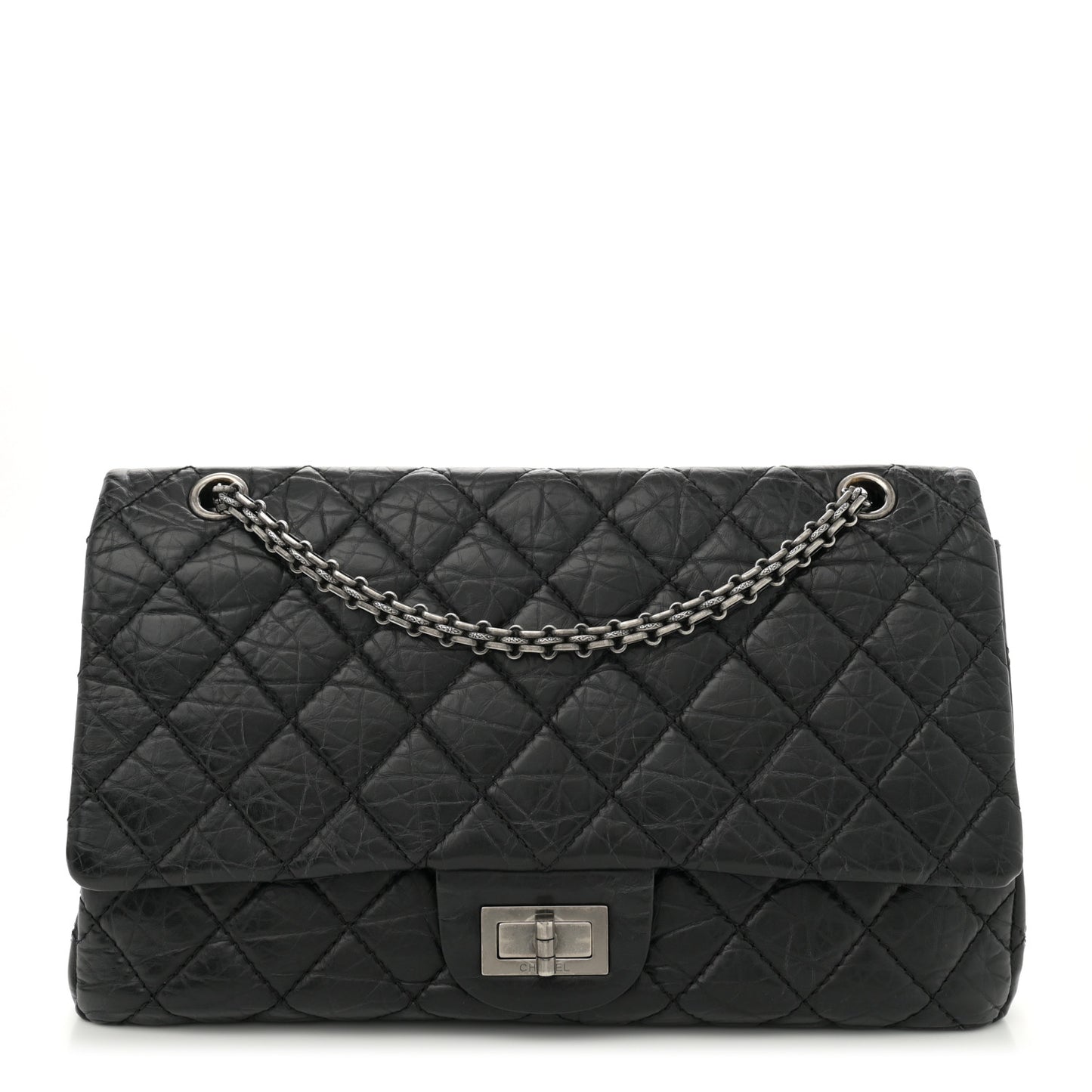 Aged Calfskin Quilted 2.55 Reissue 227 Flap Black