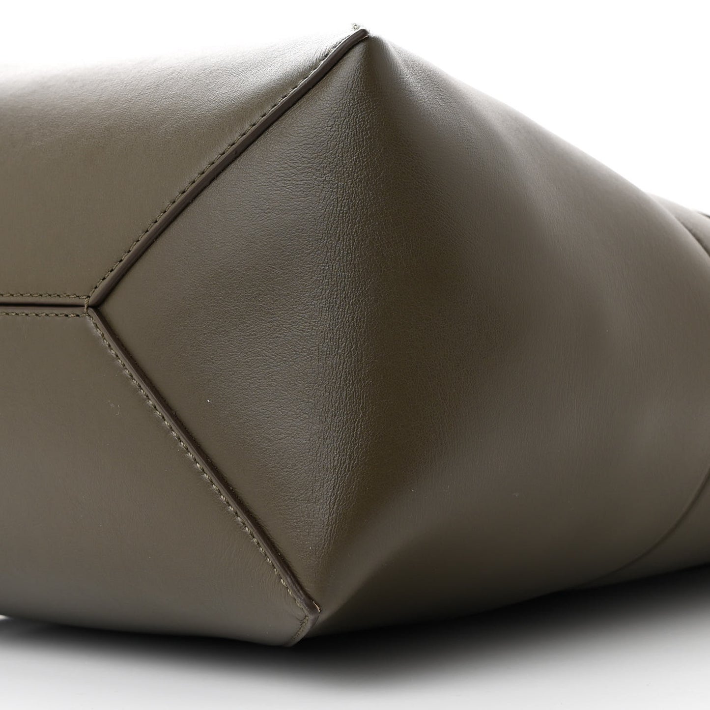 Shiny Calfskin Medium Puzzle Fold Tote Dark Khaki Green