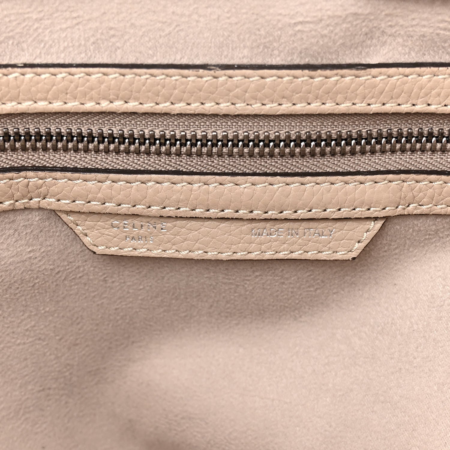 Celine Drummed Calfskin Mini Luggage Dune 7 of 15