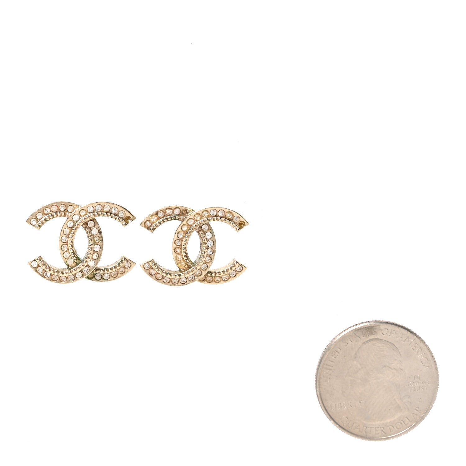 Chanel Crystal CC Earrings Gold 2 of 4