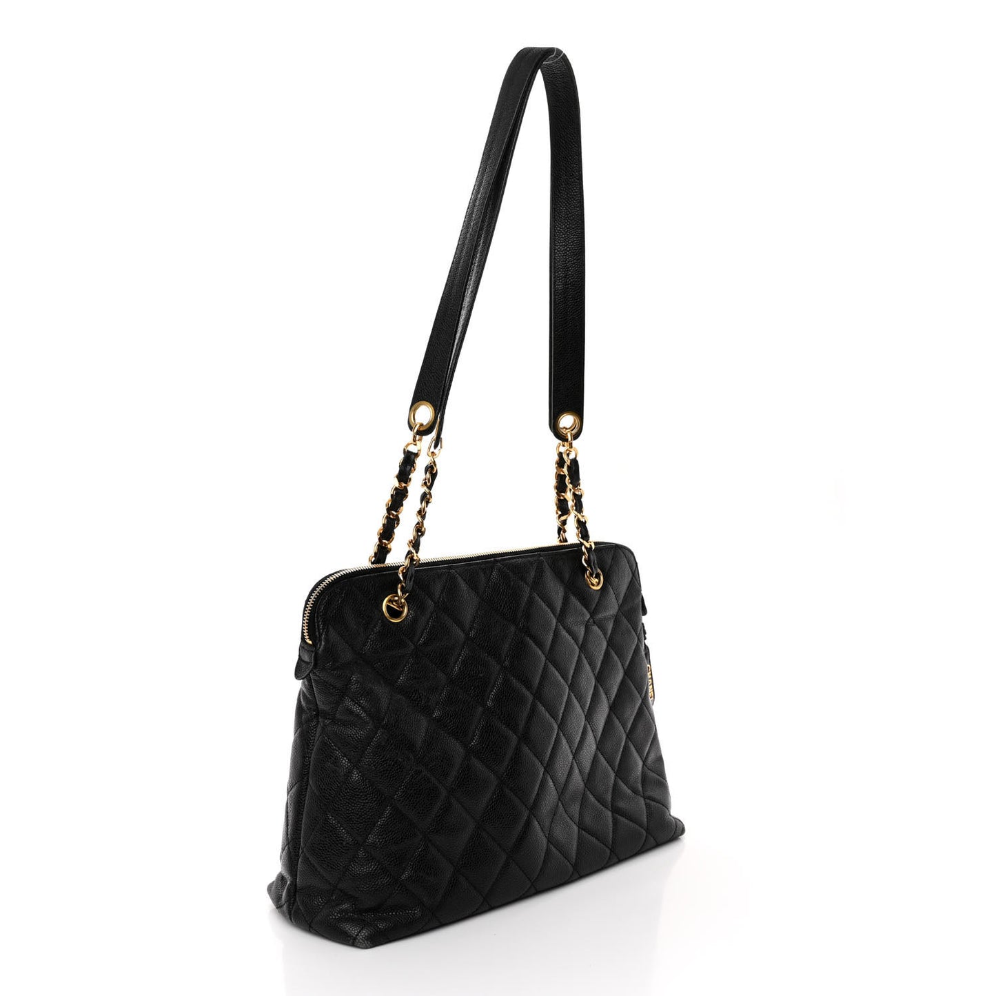 Caviar Quilted Flap Shoulder Bag Black