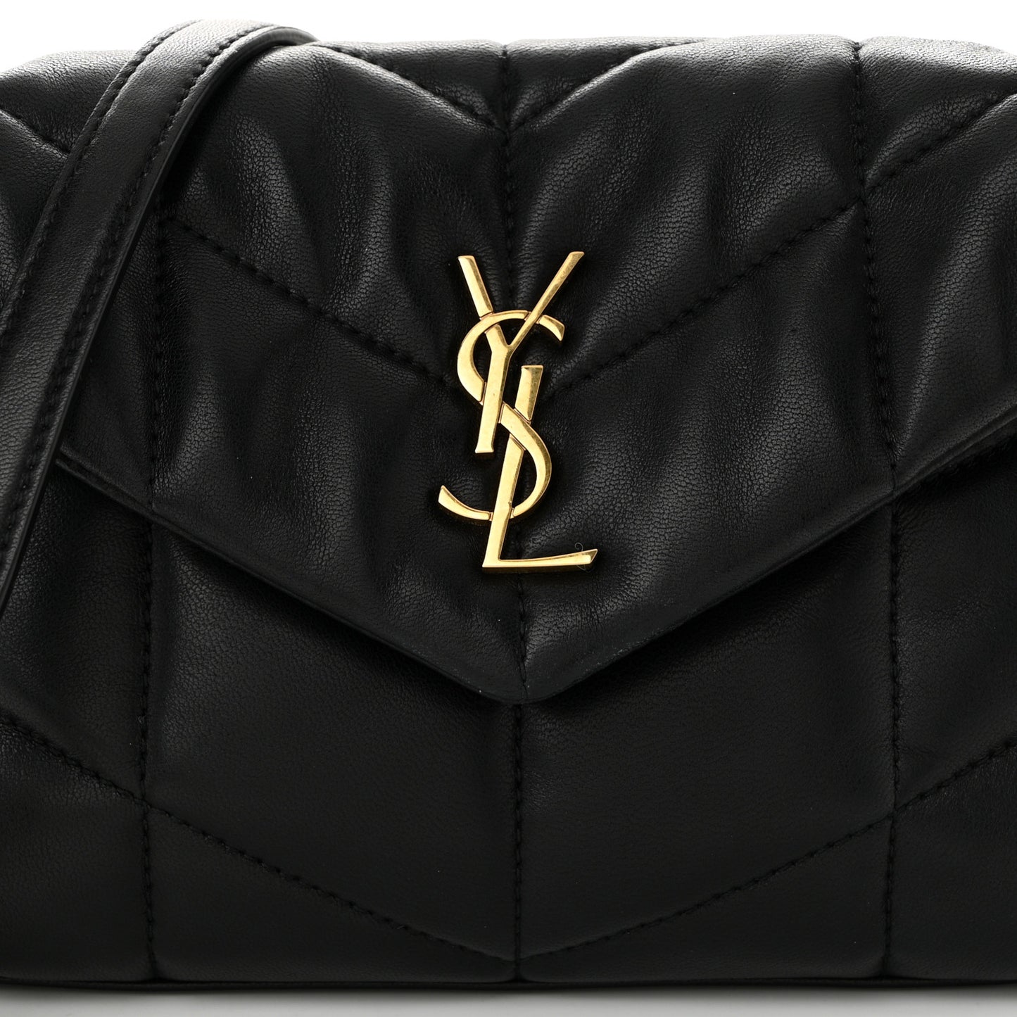Lambskin Quilted Toy Loulou Puffer Monogram Chain Satchel Black
