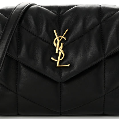 Saint Laurent Lambskin Quilted Toy Loulou Puffer Monogram Chain Satchel Black 8 of 10