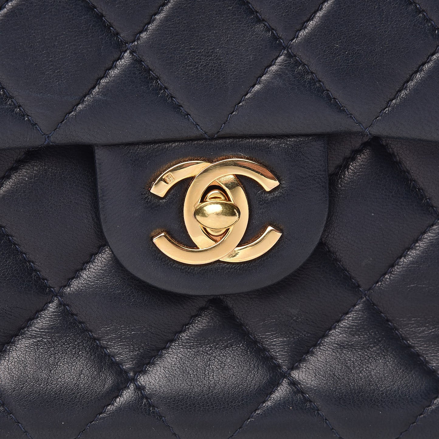Lambskin Quilted Mini Square Flap Navy