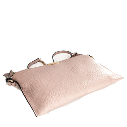 Burberry Signature Grain Calfskin Check Embossed Peyton Crossbody Clutch Bag Pale Orchid 4 of 6