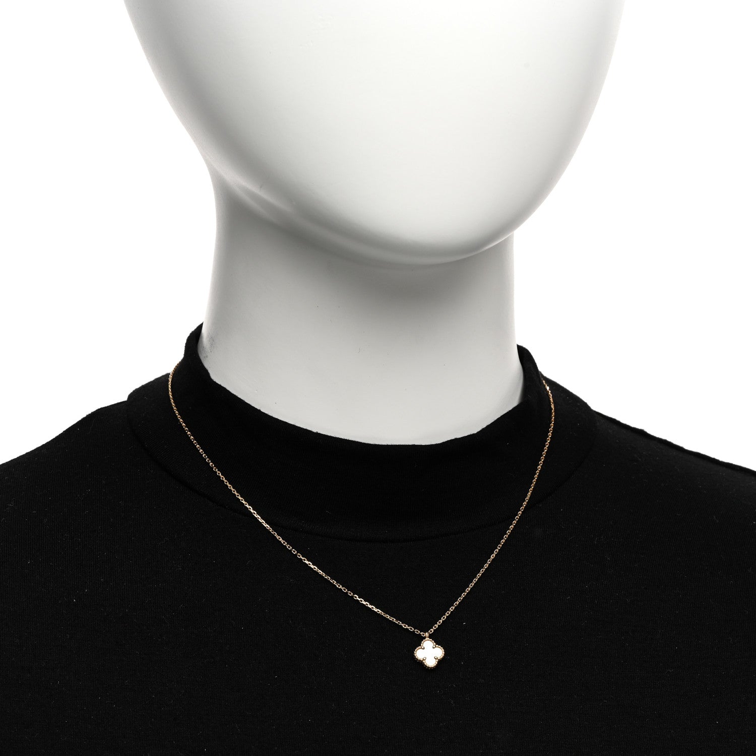 Van Cleef & Arpels 18K Yellow Gold Mother of Pearl Sweet Alhambra Pendant Necklace 2 of 6