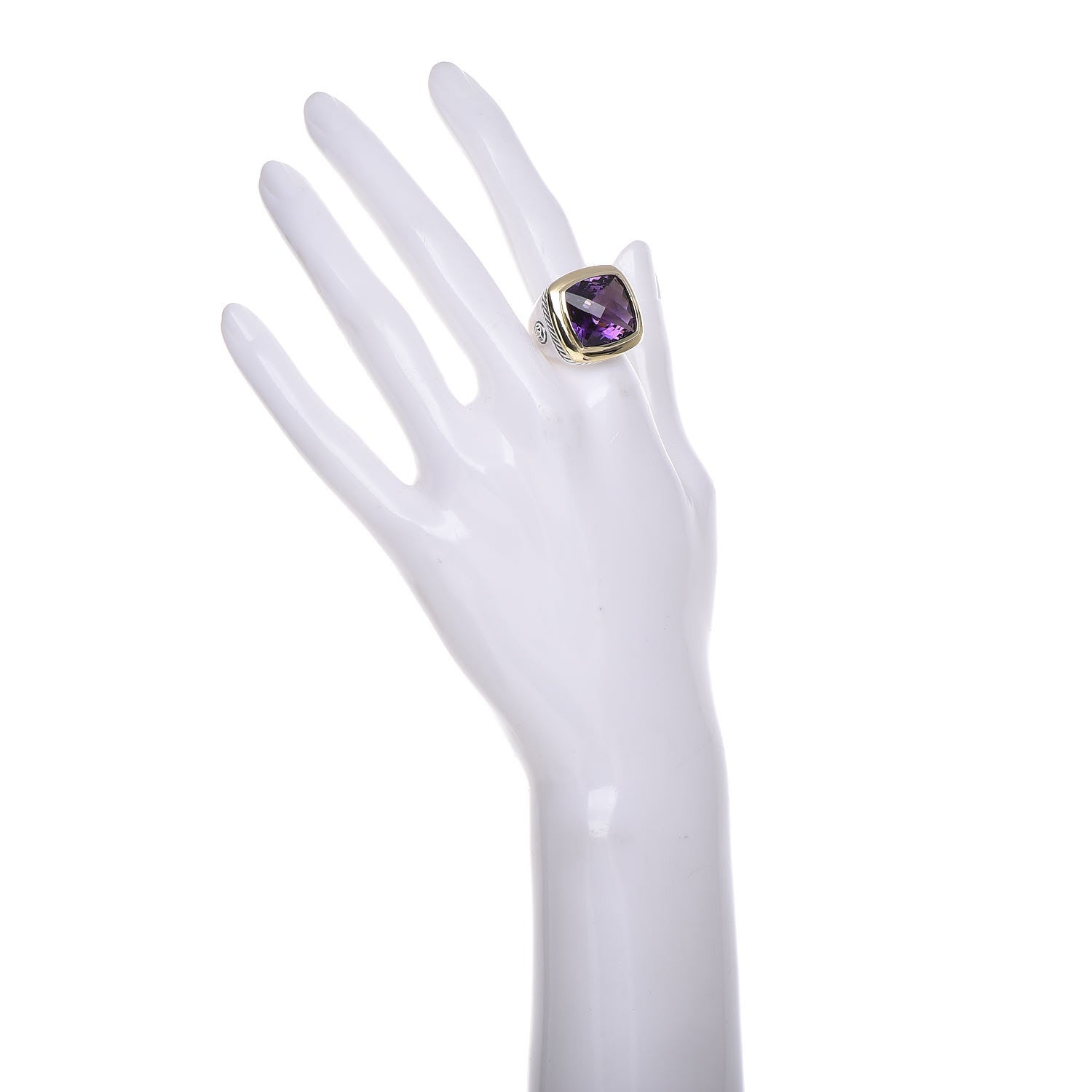 David Yurman Sterling Silver 18K Yellow Gold Amethyst 16mm Albion Statement Ring 54 7 2 of 5