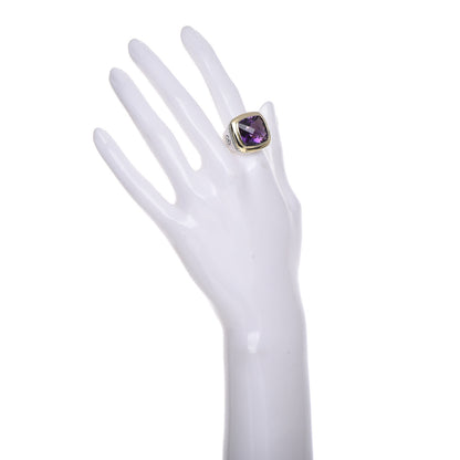 David Yurman Sterling Silver 18K Yellow Gold Amethyst 16mm Albion Statement Ring 54 7 2 of 5