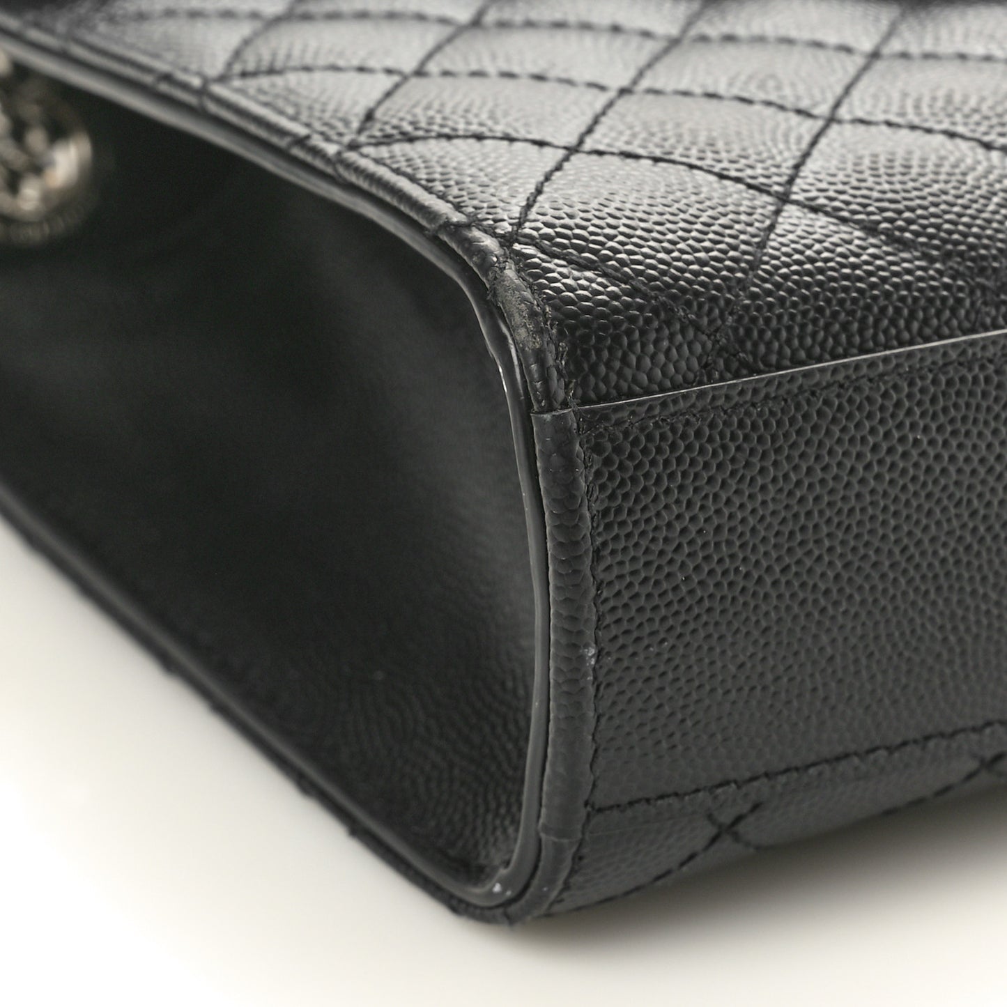 Grain De Poudre Textured Mixed Matelasse Triquilt Medium Monogram Satchel Black