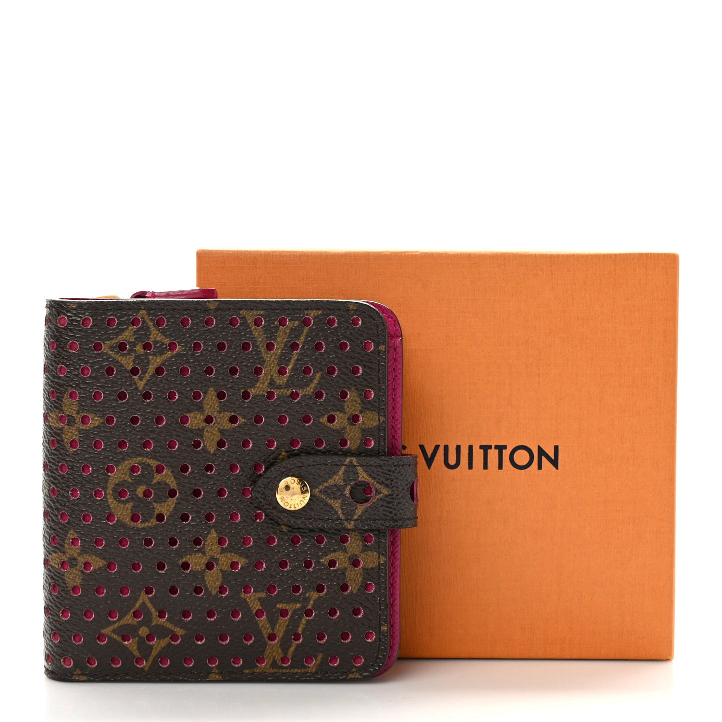 Monogram Perforated Compact Zipped Wallet Fuchsia
