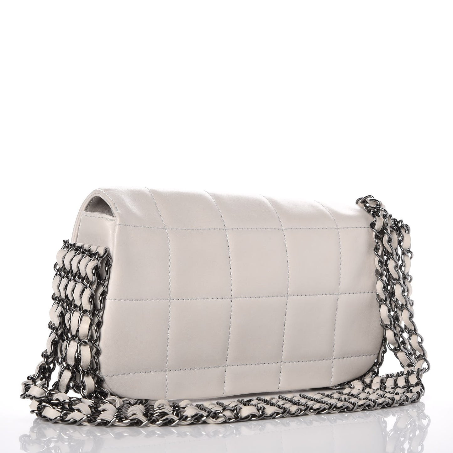 Lambskin Chocolate Bar 5 Chain Flap White