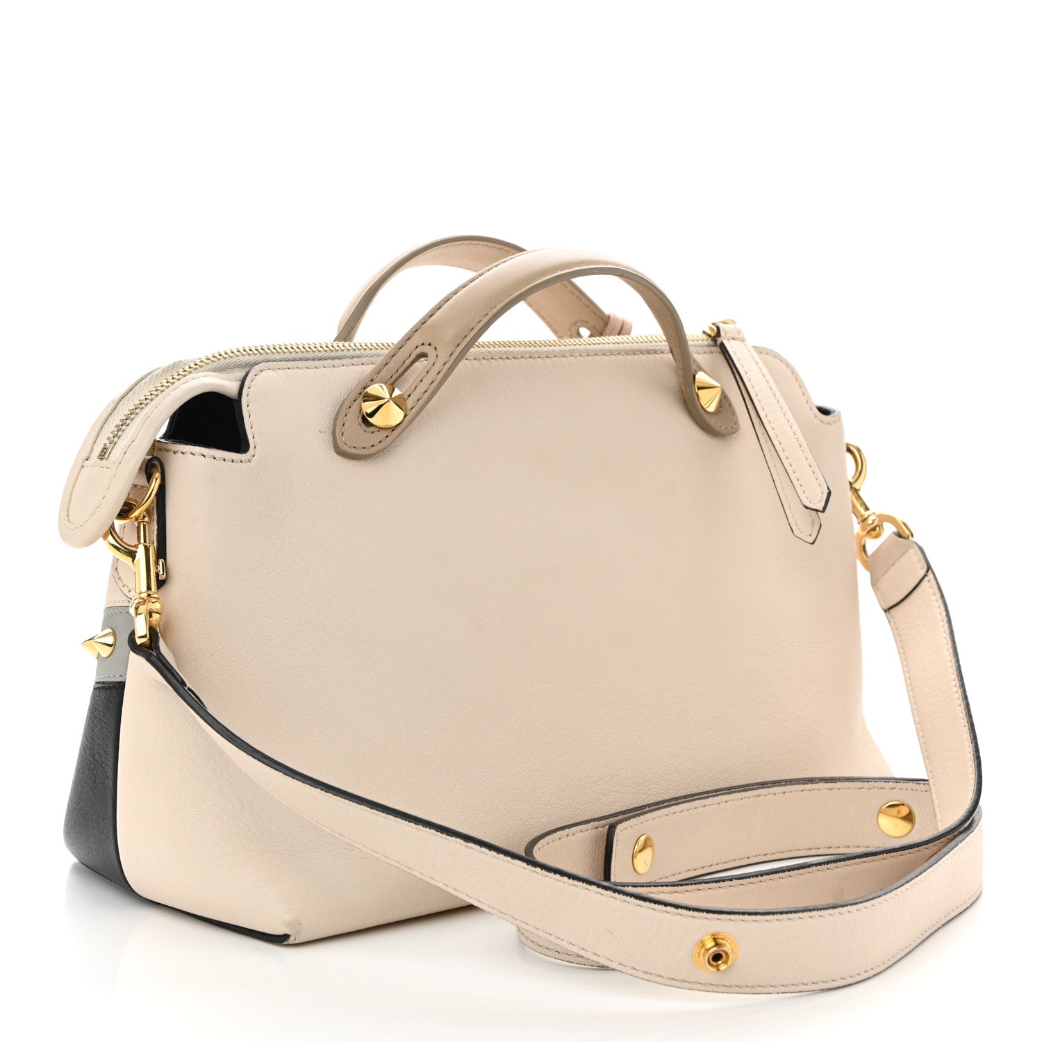 Fendi Vitello Dolce Monster Eyes Inlay Studded Medium By The Way Boston Bag Camelia Black Multicolor 3 of 12
