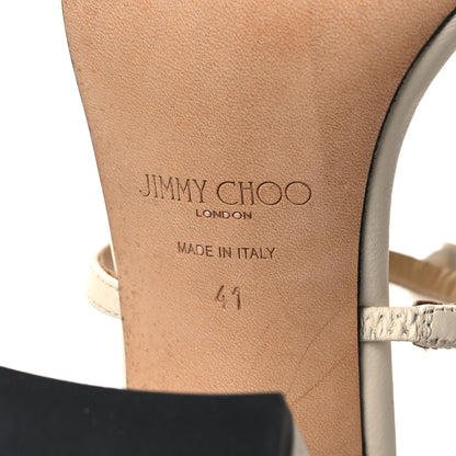 Jimmy Choo Shimmer Suede Pearl Embellished Amara 85 Mule Sandals 41 Champagne 6 of 8