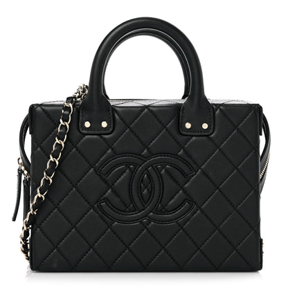 Chanel Calfskin Quilted Studded Square Vanity Case Black 1 of 12