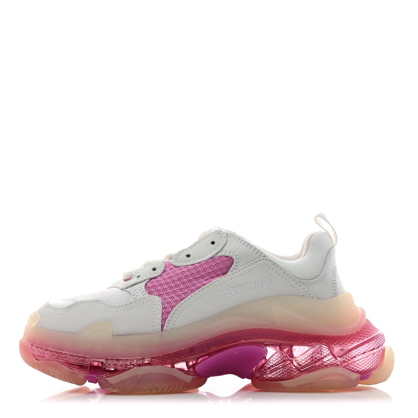 Fabric Mesh Clear Sole Womens Triple S Sneakers 37 White Pink