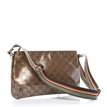 Gucci Crystal Monogram Web Small Flat Messenger Crossbody Bronze 2 of 4