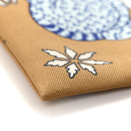 Hermes Silk Les Leopards Silky Pocket Cosmetic Case Chai Bleu Royal Nata 7 of 8