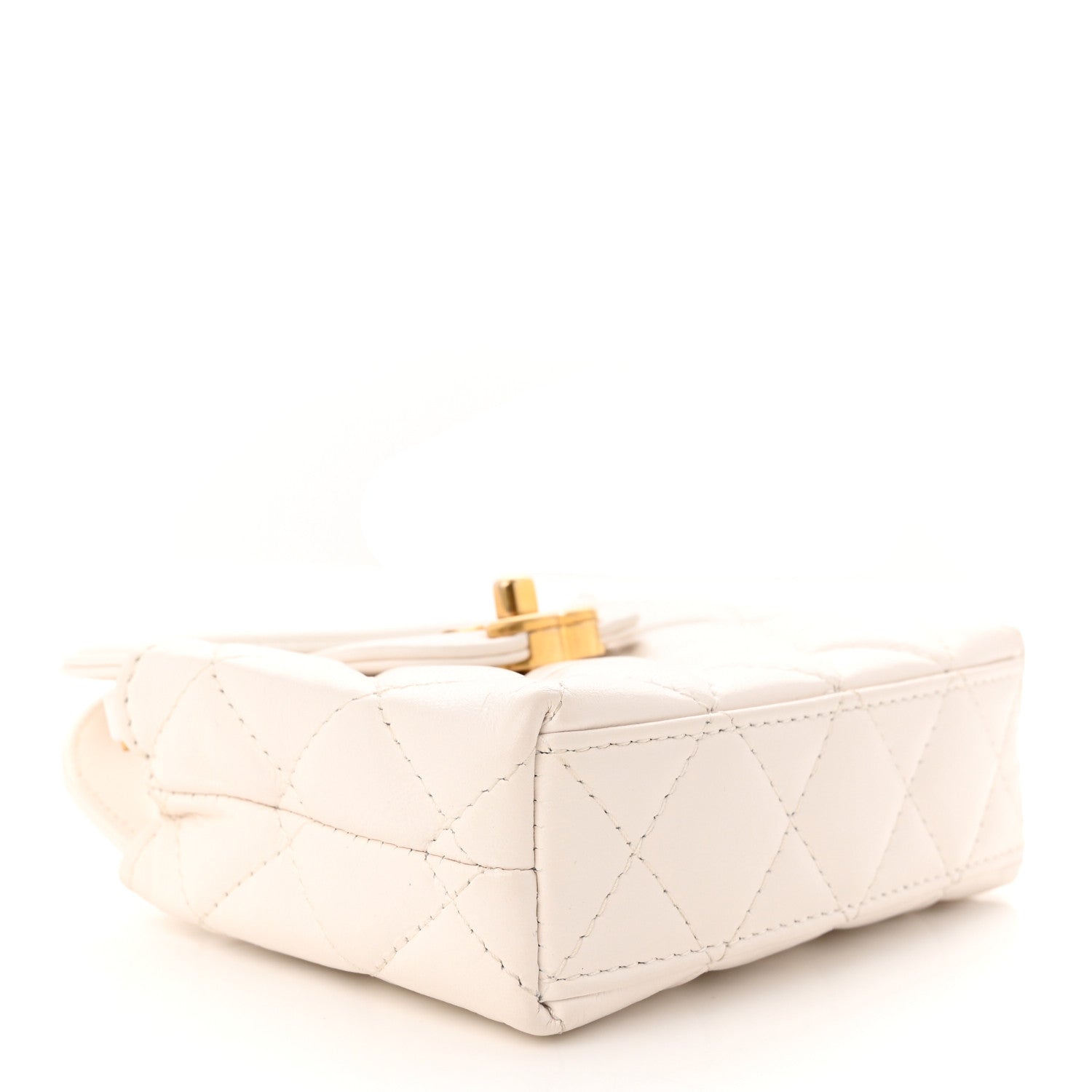 Chanel Shiny Aged Calfskin Quilted Mini Nano Kelly Shopper White 4 of 11