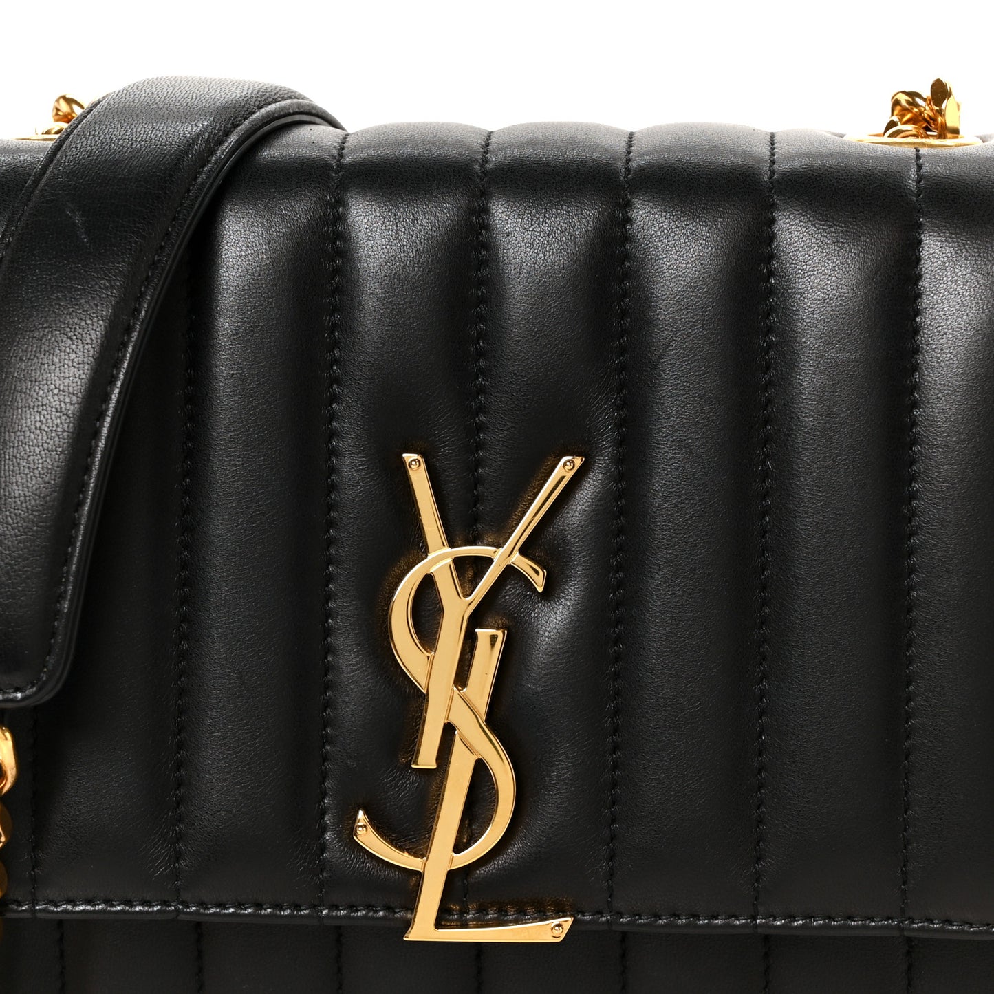 Lambskin Matelasse Monogram Medium Vicky Chain Bag Black