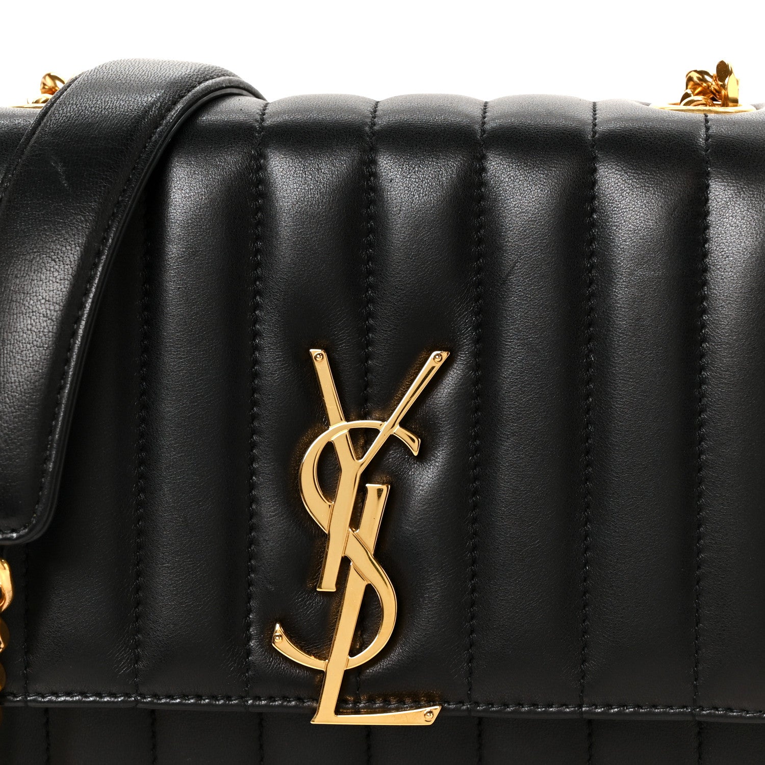Saint Laurent Lambskin Matelasse Monogram Medium Vicky Chain Bag Black 9 of 12