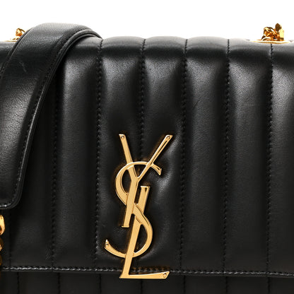 Saint Laurent Lambskin Matelasse Monogram Medium Vicky Chain Bag Black 9 of 12