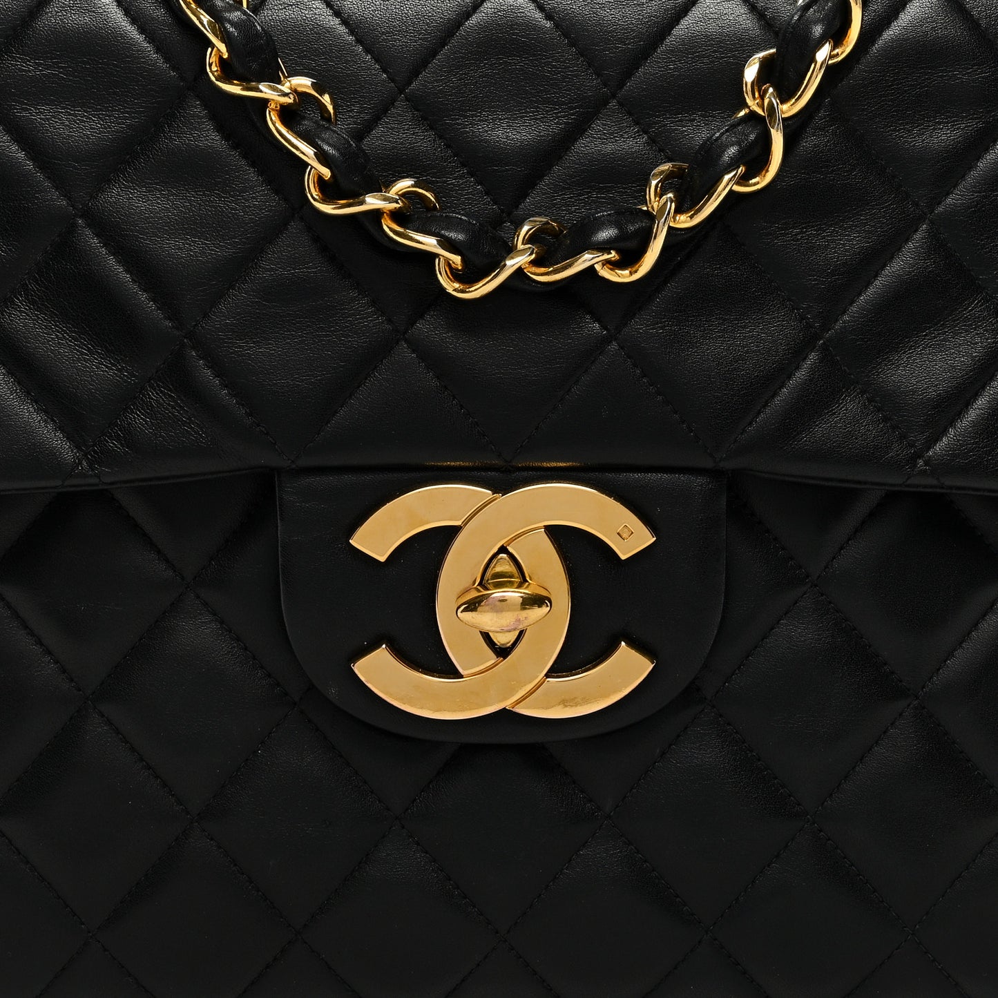 Lambskin Quilted XL Jumbo Single Flap Black