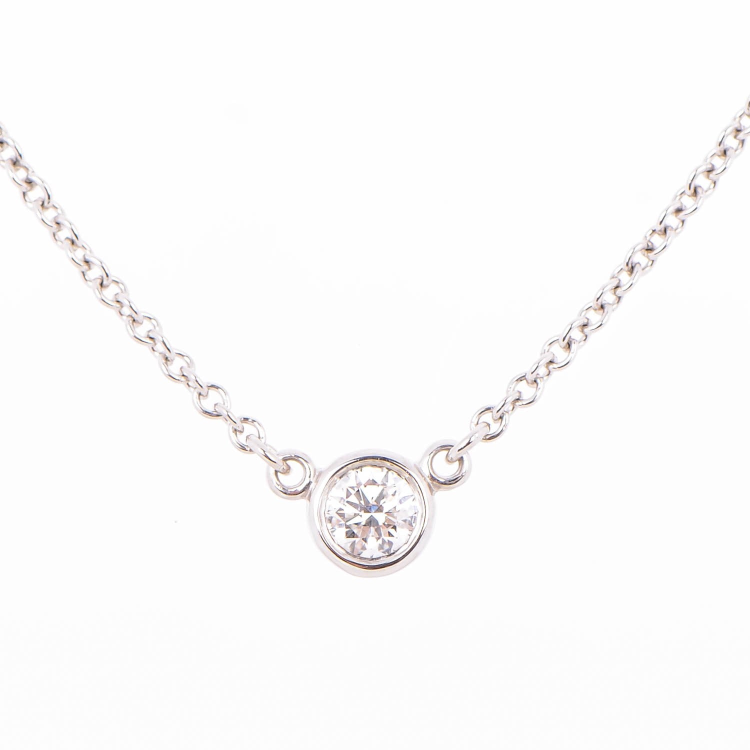 Tiffany Platinum Diamond .12ct Elsa Peretti Diamonds by the Yard Pendant Necklace 3 of 6